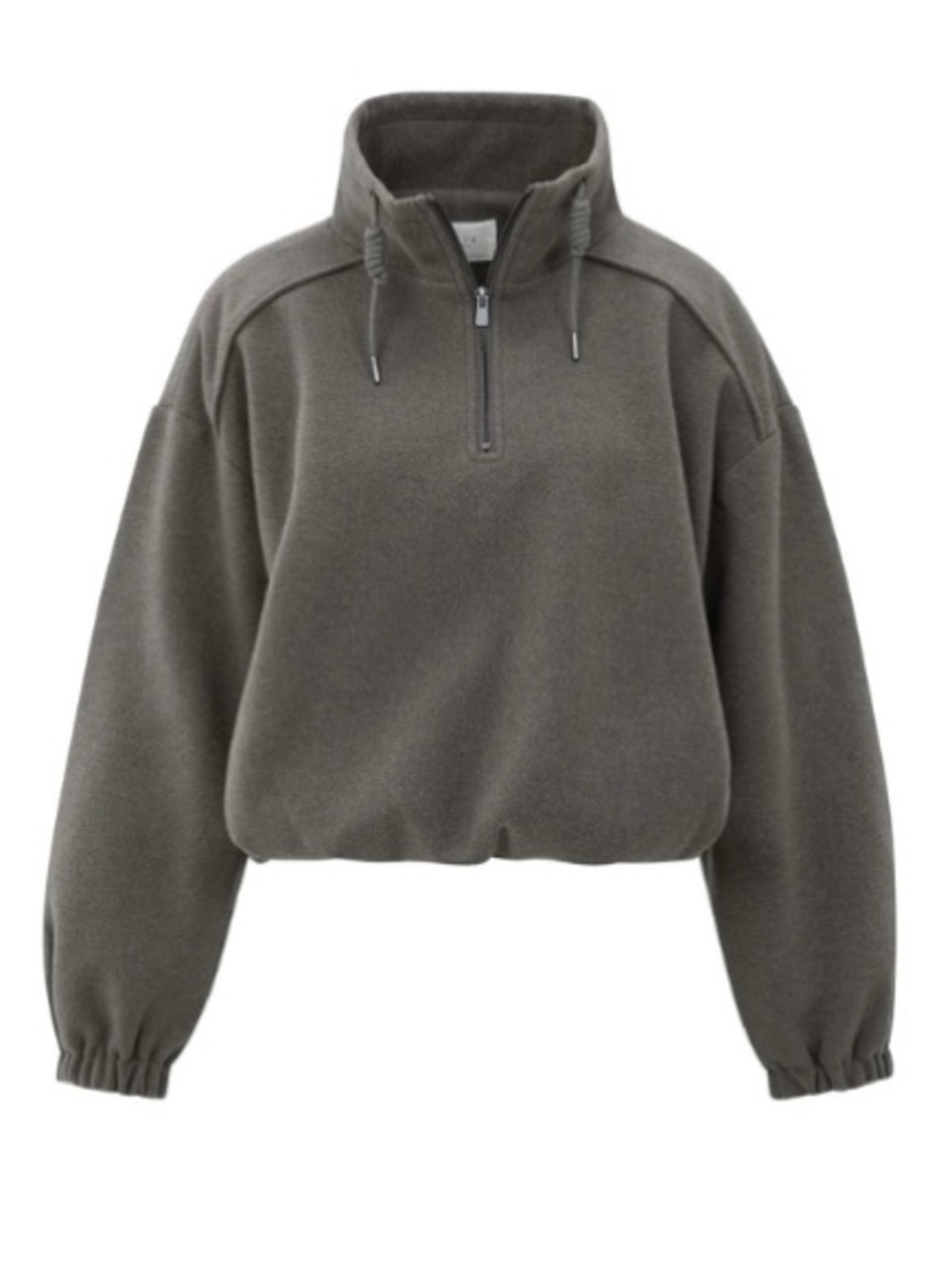 YAYA Balloon Sleeve Sweater in Dark Taupe Fleece